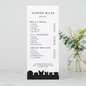 Hond silhouet trimmer prijslijst of diensten kaart (Staand voorkant)