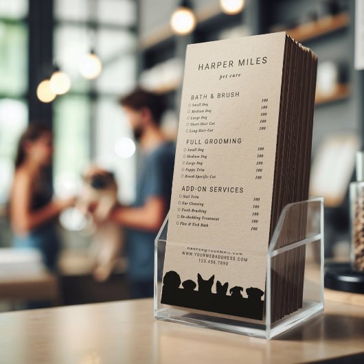 Hond silhouet trimmer prijslijst of diensten kaart