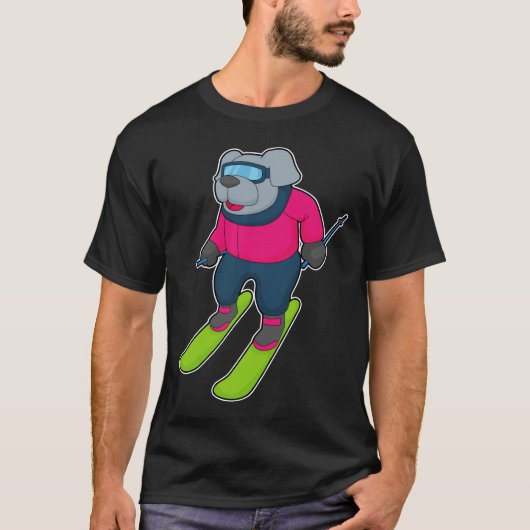 Hond Skiloper Ski Wintersporten T-shirt (Voorkant)
