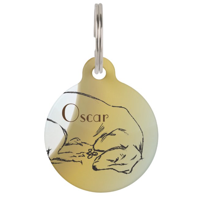 Hond, Slapen Dachshund Aangepaste Naam Hond Pet Ta Huisdierpenning (Voorkant)