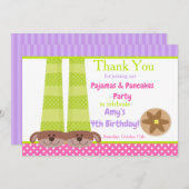 Hond Slippers Pyjama's & Pannenkoeken Verjaardagsf Bedankkaart (Voorkant / Achterkant)