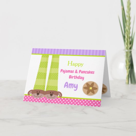 Hond Slippers Pyjama's & Pannenkoeken Verjaardagsf Kaart (Voorkant)