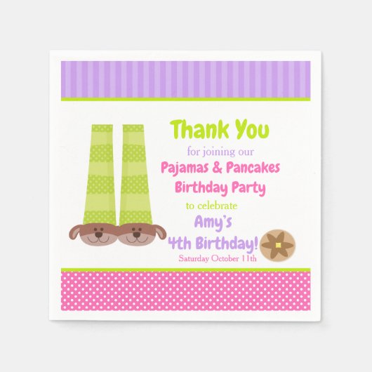 Hond Slippers Pyjama's & Pannenkoeken Verjaardagsf Servet (Voorkant)