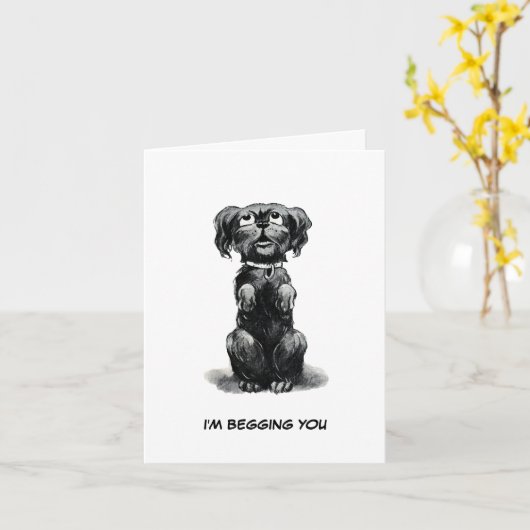 Hond smeken om vergeving, wensen voor de late verj kaart (Gele Bloem)