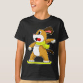 Hond Snowboard Wintersport T-shirt (Voorkant)