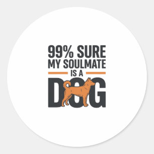 Hond Soulmate Grappige Vintage Gravure T-Shirt Ont Ronde Sticker