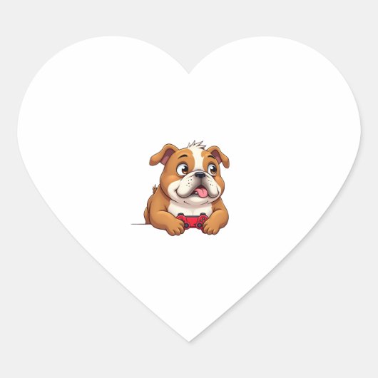 Hond speelt videogames (4) hart sticker (Voorkant)