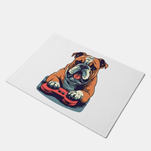 Hond Speelt Videospelletjes Deurmat (Schuin)