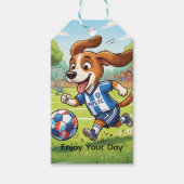 Hond speelt voetbal | Personaliseer Cadeaulabel (Voorkant)