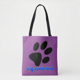 Hond Spelt Liefde met Pootafdruk Tote Bag