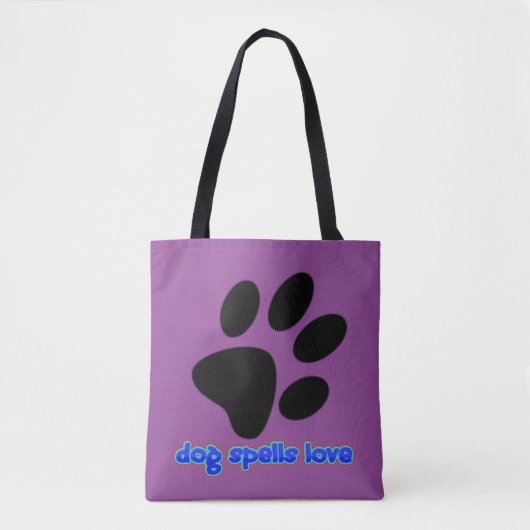 Hond Spelt Liefde met Pootafdruk Tote Bag (Voorkant)