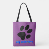 Hond Spelt Liefde met Pootafdruk Tote Bag (Achterkant)