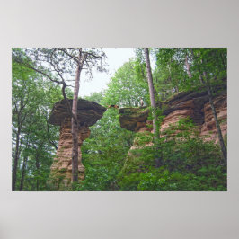 Hond springt van Stand Rock in Wisconsin Dells Poster