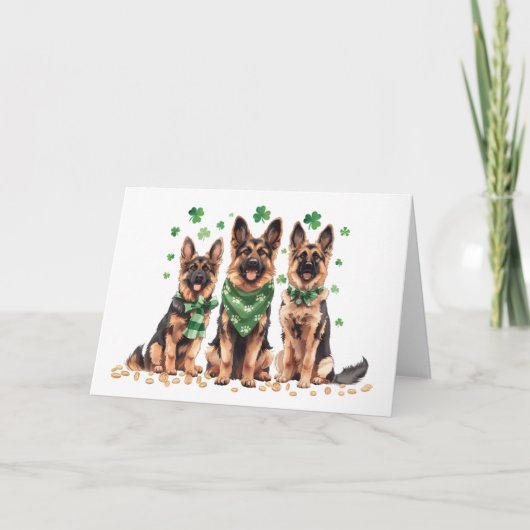 Hond 'St. Patrick's Day' Duitse Herders Feestdagen Kaart (Voorkant)