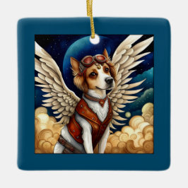 Hond steampunk vleugels keramisch ornament