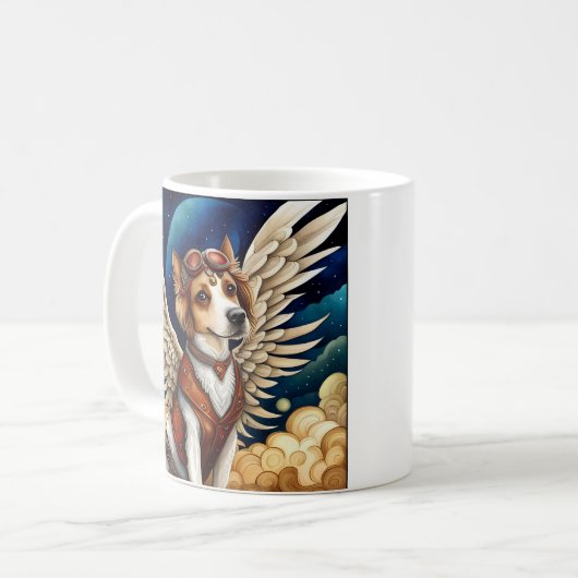 Hond steampunk vleugels koffiemok (Voorkant links)
