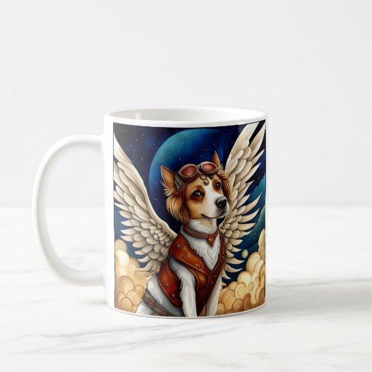 Hond steampunk vleugels koffiemok (Links)