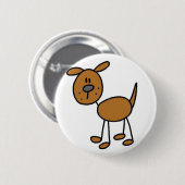 Hond Stickfiguur Knop Ronde Button 5,7 Cm (Voorkant /achterkant)