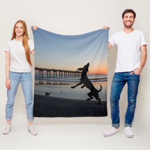 Hond Strand Scène Fleece Deken