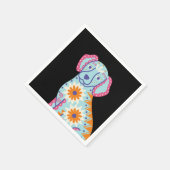 Hond Suiker Schedel Dag van de Doden Zwarte Servet (Hoek)