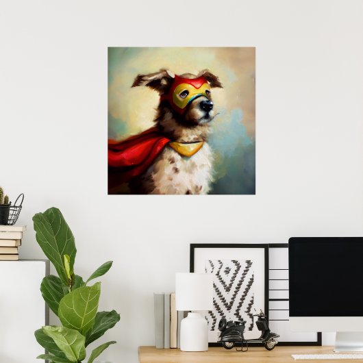 Hond Superhero Poster (Thuiskantoor)