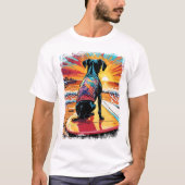 Hond Surfen Schattigee kleurrijke stripillustratie T-shirt (Voorkant)