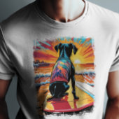 Hond Surfen Schattigee kleurrijke stripillustratie T-shirt