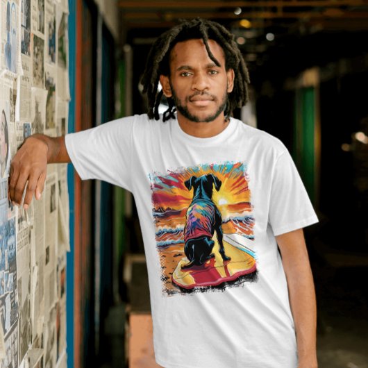 Hond Surfen Schattigee kleurrijke stripillustratie T-shirt