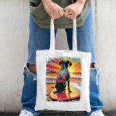 Hond Surfen Schattigee kleurrijke stripillustratie Tote Bag