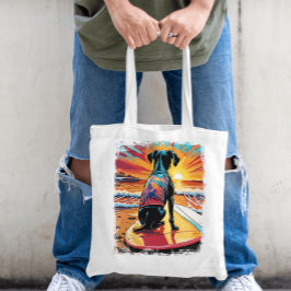 Hond Surfen Schattigee kleurrijke stripillustratie Tote Bag