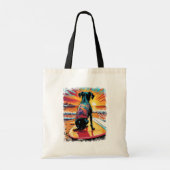 Hond Surfen Schattigee kleurrijke stripillustratie Tote Bag (Achterkant)