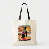 Hond Surfen Schattigee kleurrijke stripillustratie Tote Bag (Voorkant)