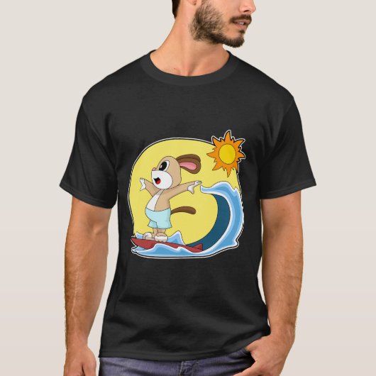 Hond Surfen Surfplank Zomer T-shirt (Voorkant)