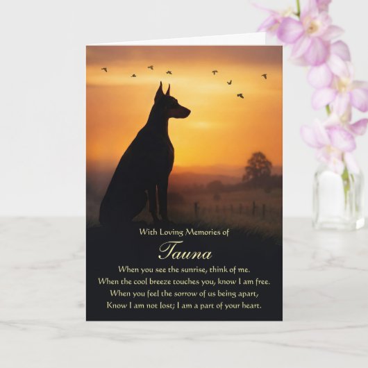 Hond sympathie Dobermann Custom Hond Naam Kaart (Orchidee)