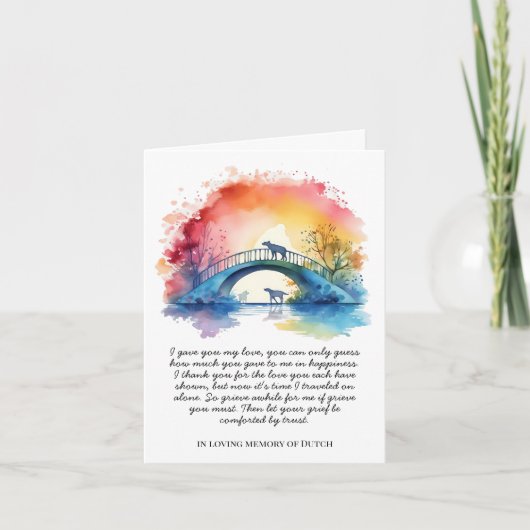 Hond sympathie kaart met gedicht Memorial (Voorkant)