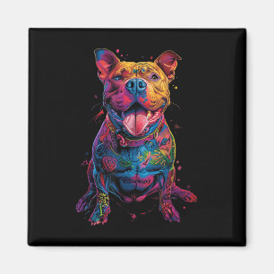 Hond Tattoos Pitbull getatoeëerd Kleurrijke getato Magneet