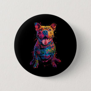 Hond Tattoos Pitbull getatoeëerd Kleurrijke getato Ronde Button 5,7 Cm