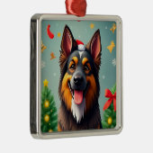 Hond te midden van kerstdecoraties metalen ornament (Rechts)