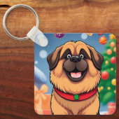 Hond te midden van kerstdecoraties sleutelhanger (Voorkant)