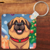 Hond te midden van kerstdecoraties sleutelhanger (Achterkant)