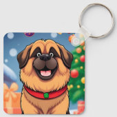 Hond te midden van kerstdecoraties sleutelhanger (Achterkant)
