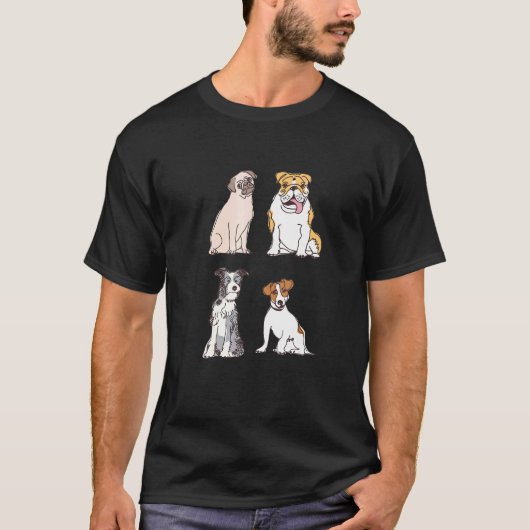 Hond Tee Pug Engelse Bulldog Terrier T-shirt (Voorkant)