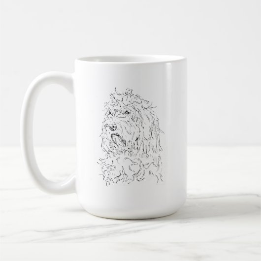 Hond tekening koffiemok Cockapoo (Links)