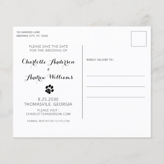 Hond ter ere van het Briefkaart op de datum (Achterkant)