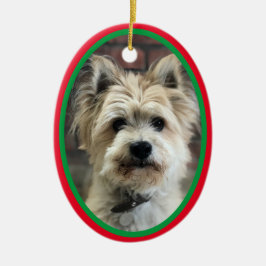 Hond Ter Herinnering Aan Kerstvakantie Rood Groen Keramisch Ornament