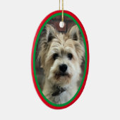 Hond Ter Nagedachtenis Aan Kerstvakantie Rood Groe Keramisch Ornament (Rechts)
