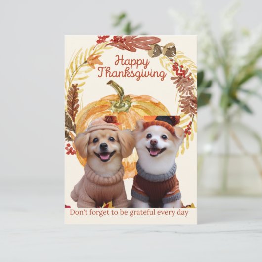 Hond Thanksgiving/dank u kaart (Staand voorkant)