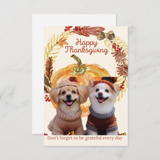 Hond Thanksgiving/dank u kaart (Voorkant / Achterkant)