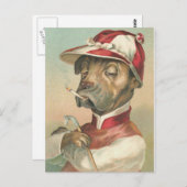  hond "The Smoking Jockey" Briefkaart (Voorkant / Achterkant)
