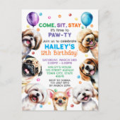 Hond Thema 12e Verjaardagsfeest Uitnodiging (Voorkant)